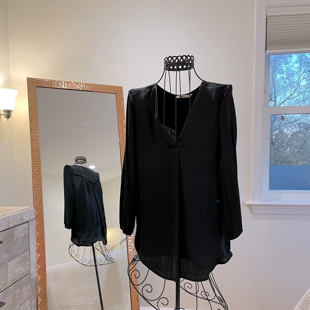 Stradivarius black V neck blouse size M